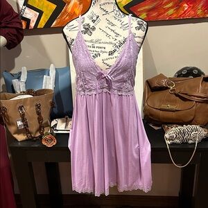Avid love Elegant Lace Trim Purple Nightgown set size large